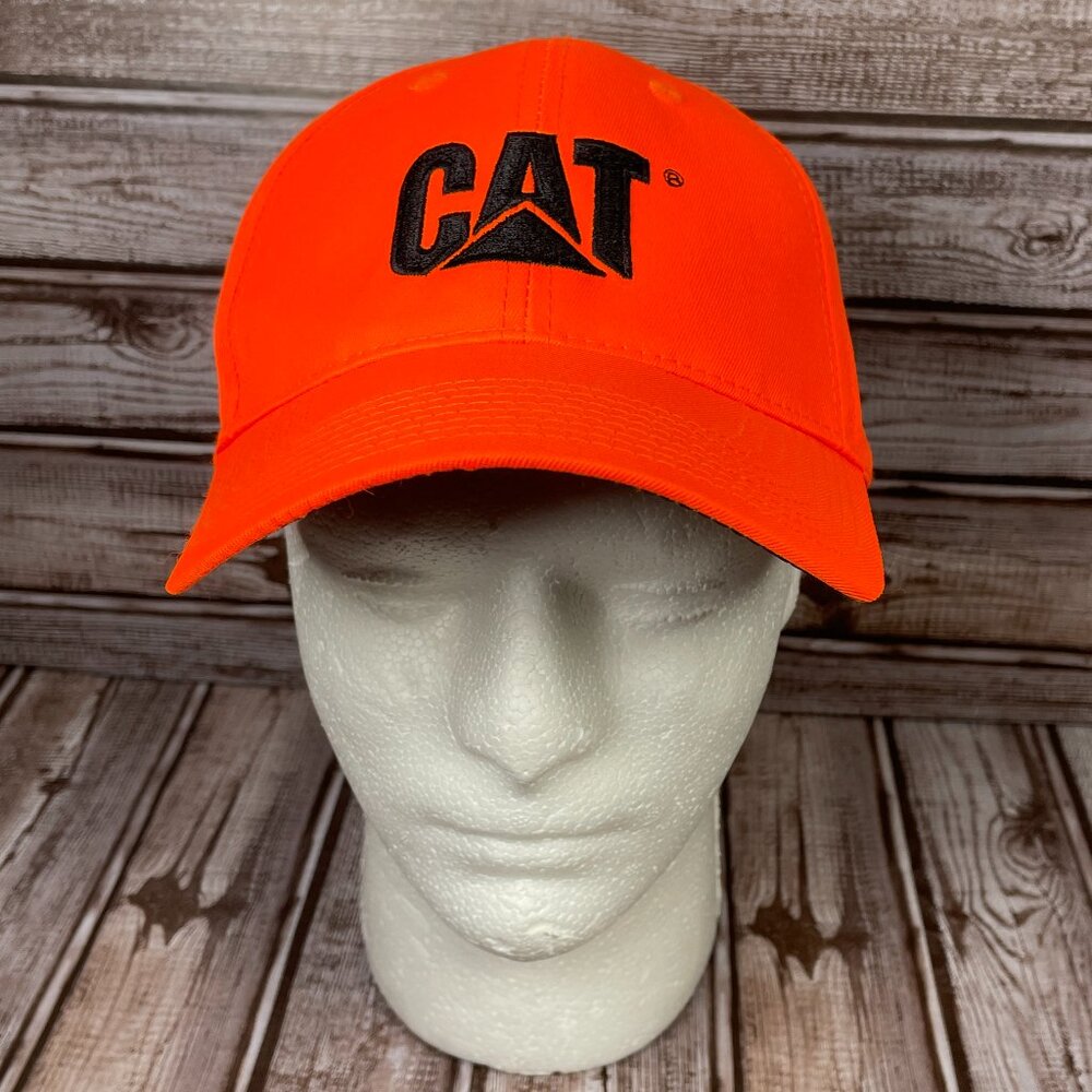 CAT CATERPILLAR Men's OS Bright Orange Snapback Embroidered Cap Hat NWOT